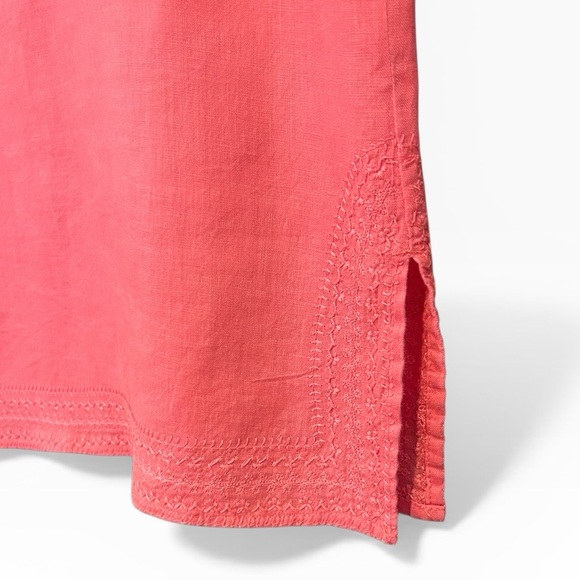 St. Tropez West 100% Linen Short Sleeve Top Pink Embroidered Size Medium - Picture 7 of 11